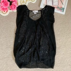 Imaginary Voyage Black Sequin Top